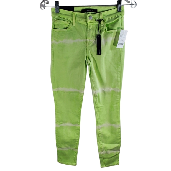 NEW J Brand Skinny Cropped Jeans Lime Shockwave Green Womens Size 24 - Picture 2 of 9